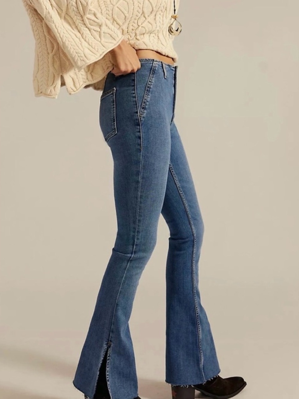 SOLD OUT - We The Free Level Up Slit Slim Flare Jeans
